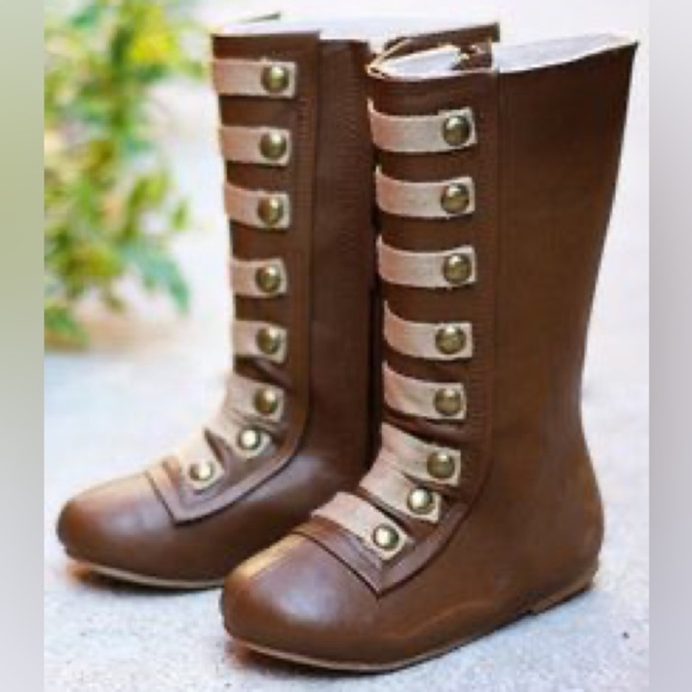 Joyfolie | Military Boot in Brown Faux Leather | 13T